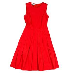 Kay Unger Cotton Poplin Midi Dress in Red